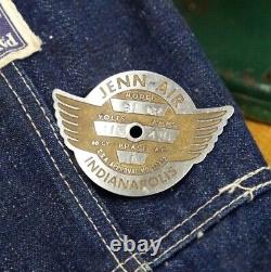 Vintage Stove Range Brass Emblem Jenn Air Pilot Airplane Wing Badge Indianapolis
